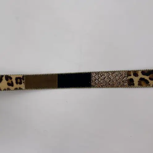 Vintage Elite Womens M Belt Cowhide Leather Animal Print Gold USA Western Brown - Image 4