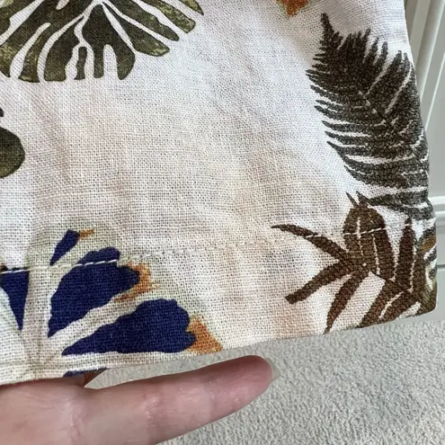 Dahui Hawaii Linen Pull On Pants Tropical Floral Wide Leg READ Size L