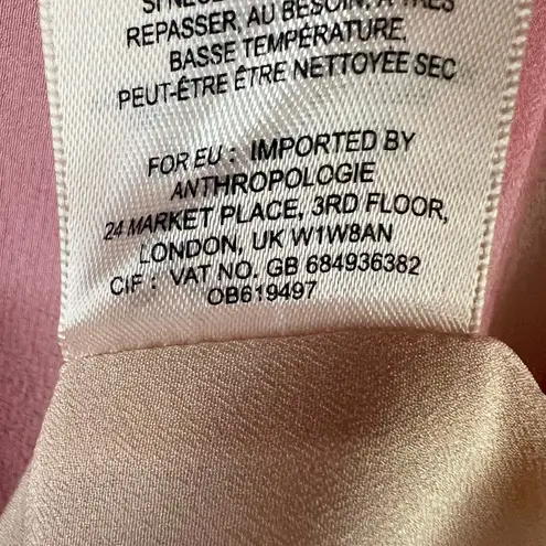 Maeve Anthropologie Avalonne Dress 4 Pink White Silk Asymmetric Whimsy Ethereal