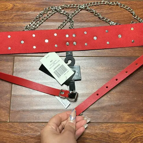 Hot Topic Red Faux Leather Chain Belt