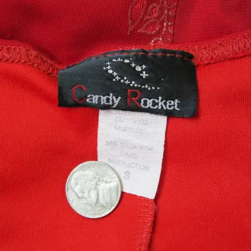 Vintage 90s Candy Rocket Red Floral Ruffle Mini Dress Size XS