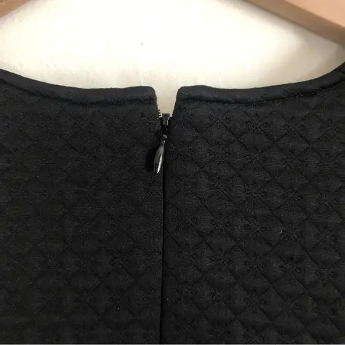 Rafaella Black Quilted Silver Metal Accent Short Sleeve Round Neck Blouse Top