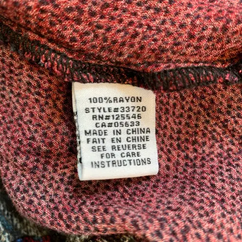 Habitat Floral Print Button Down Peplum Top Red Blue Women's Size Small Church