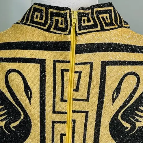 60s 70s Gold Lurex Art Deco Metallic Top + Wide Leg Bellbottoms Palazzo Pants Size M