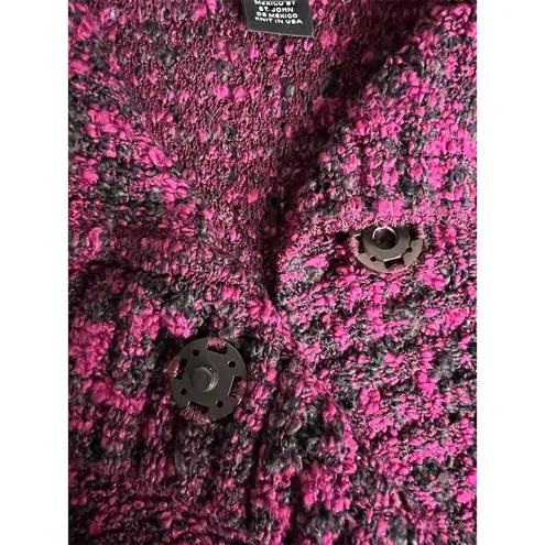 St. John Women's Multicolor Knit Fringe Vest Size L Button Closure