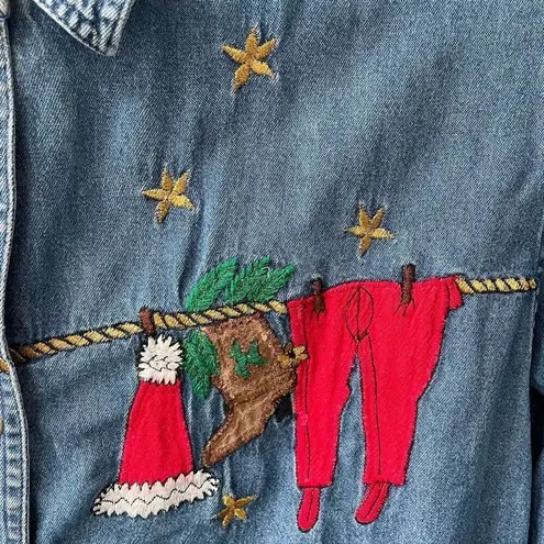 Vintage Take Two Denim Chambray Button Up Shirt L Blue Size L