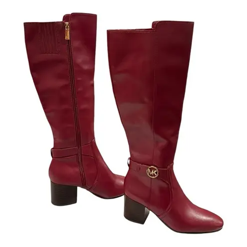 Michael Kors Carmen Riding Boot Stacked Block Heel Mulberry Size 6