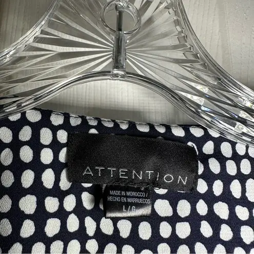Attention NWOT Blue/White Print V Neck Short Sleeve Faux Wrap Dress size L