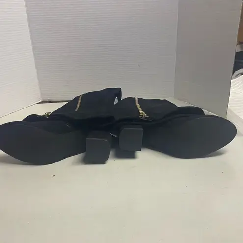 SHOEDAZZLE Nevaeh Women’s Tall Zip Boots Size 7 WC ( Wide Calf) Black Heel 2.5”