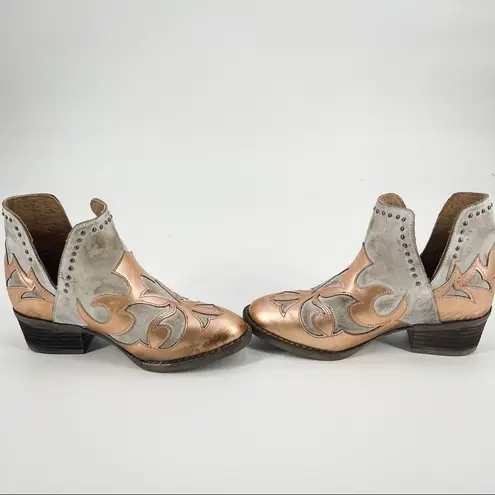 Corral Circle G Copper Overlay Cut Out Ankle Boots Booties Size 5.5