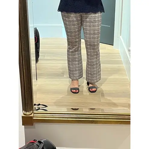 ROSETTA GETTY Poppy Plaid Pull On Flared Hemline Cropped Plaid Pants size Small Gray