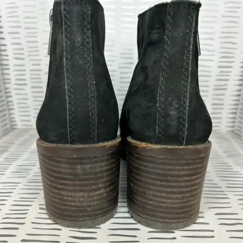 Lucky Brand  LK-Roquee Nubuck Leather Double Zipper Black Ankle Boots‎ size 9