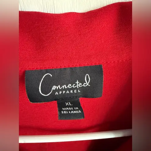 Connected Apparel Red Lightweight Button Blazer Top Women’s XL.