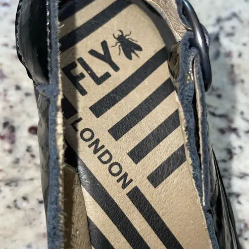 Fly London Womens Patent Bind303Fly Slingback Platform Sandals Black Size 41 US - Image 9
