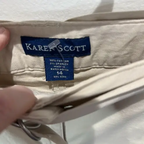 Karen Scott Skirt Utility Mini with Belt Pockets Khaki Size 14