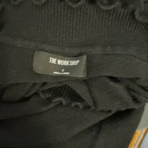 Black Ribbed Fitted Long Sleeve Blouse