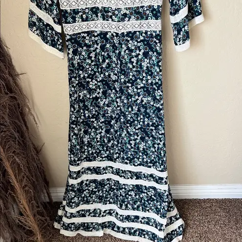 Poupette St. Barth blue floral capri lace trim maxi dress