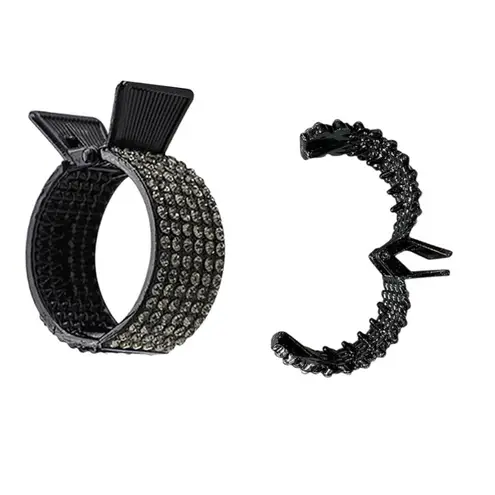 Set of 2 Elegant Hair Clips with Sparkling Details Silver