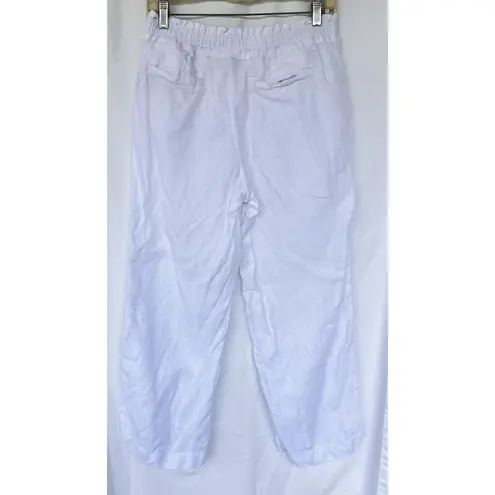 Charter Club Linen Luxury White Pull On Cropped Pants Coastal Lagenlook Beach S