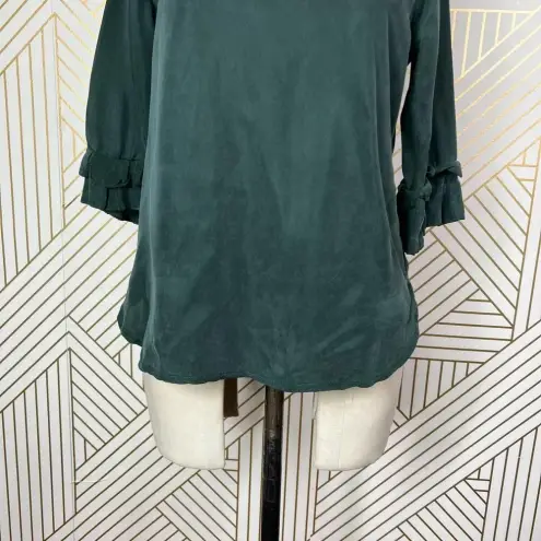Ateliers De La Maille Green Cupro Ruffle Sleeve Top Size 1 / US Small