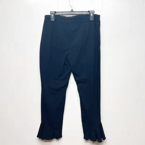 INC Black Womens Pants 8 Cropped Ruffle Hem Stretch Pull On Dressy Party Event