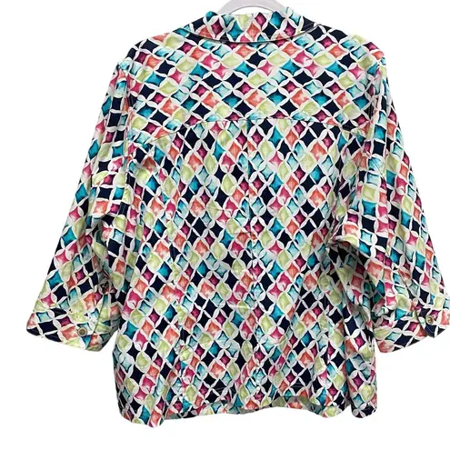 cj banks  Women's jacket multicolor printed button up 3/4 Sleeves PLUS SIZE 3X