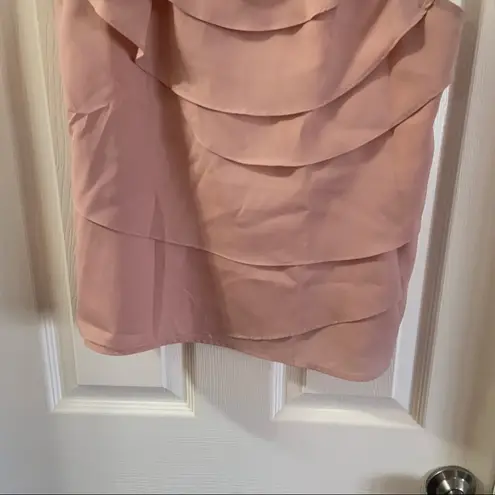 Tulle Pink Scoop Neck Ruffle Tiered Sleeveless Top M Size M