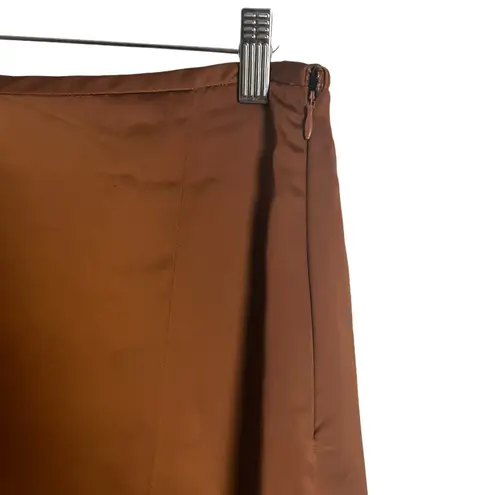 Club Monaco Trycia Brown Satin Bias Slip Slit Maxi Skirt Size 8
