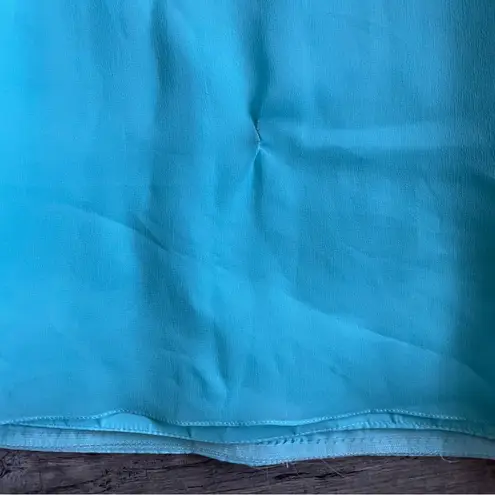 VINTAGE 1960s mod gown in teal with floral ribbon and chiffon Size 0