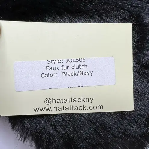 Hat Attack Faux Fur Clutch Blue Black New