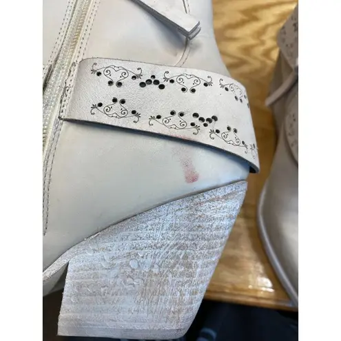 Golo Tombstone Western Boots Women's 6.5 Beige Leather Slip On Pointed Toe S13