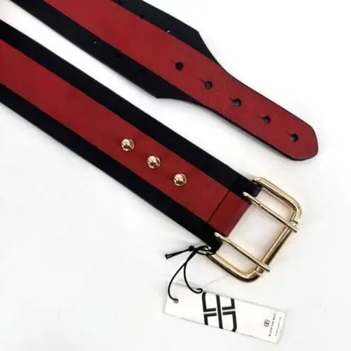 B-low the Belt NWT Women's Genuine Leather Waist Belt Red Black Size Medium