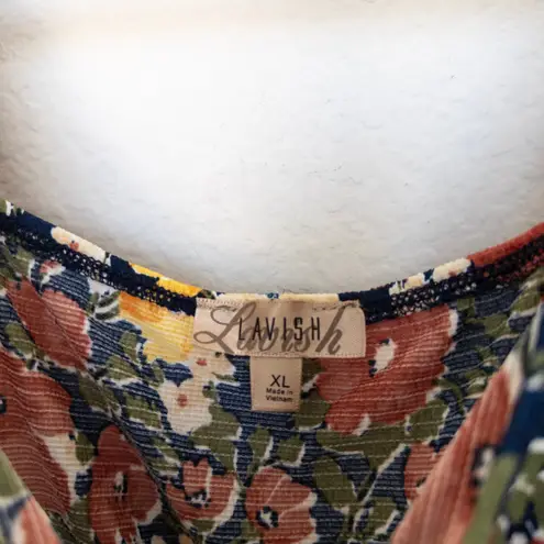 Lavish Womens Top Size XL Floral Long Sleeve Milkmaid Babydoll Boho Cottage Fall