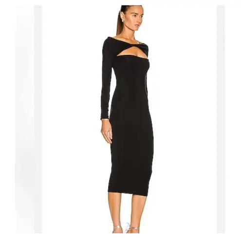 SER.O.YA Irene Black Off Shoulder Cut Out Bodycon Midi Dress Small Emo Goth