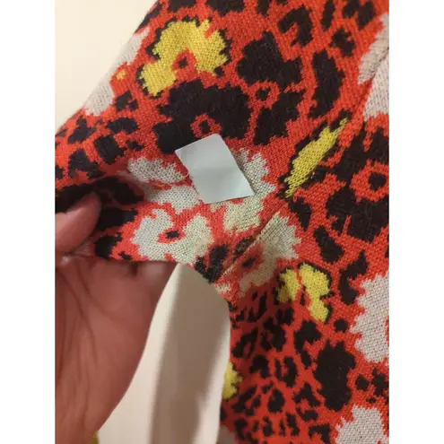 The Kooples RTR XL Red Black Yellow Floral Print Sweater Mock Maxi Long Dress