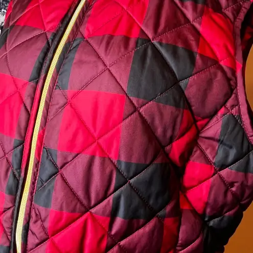 st. john's bay  Buffalo Plaid Puffer Vest Red Black Quilted Holiday Cabin Cozy XXL