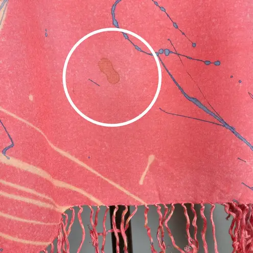 Splatter Paint Scarf Pink Fringe Eclectic Square Art to Wear Funky Colorful