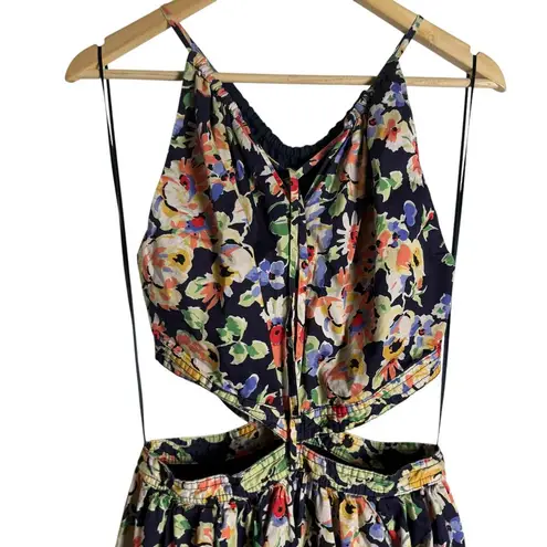 Something Navy Floral Cutout Sleeveless A-Line Midi Dress Size Small