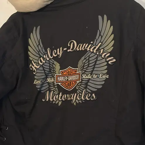 Harley Davidson  Black Zip Up Detachable Vest Size Large Motorcycle Jacket