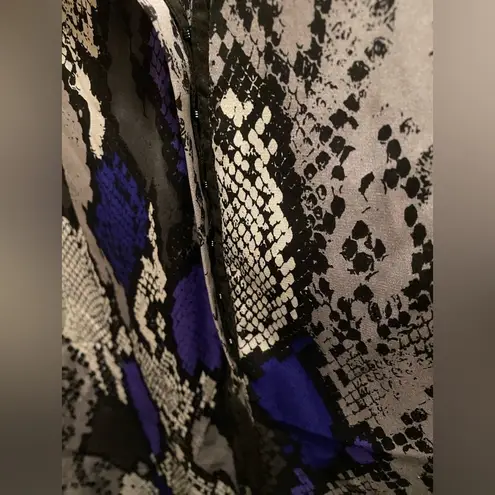 Milly Silk Purple And Black Snake Print Long Sleeve Blouse