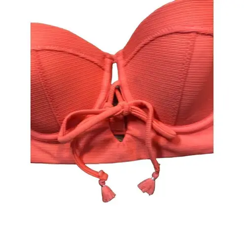 Cape Juby coral underwire push up plunge bikini top size S