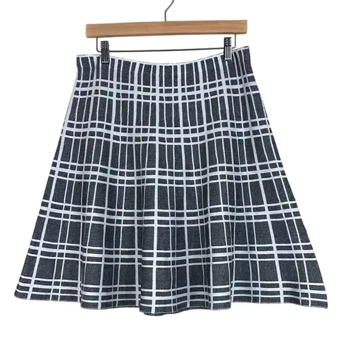 Vila Milano Mini Skirt Womens L Black White Plaid A-Line Preppy School Girl Y2K