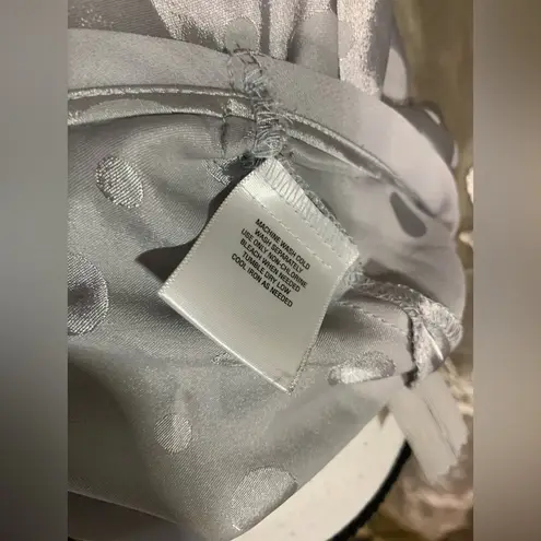 Attention Gray Polka Dot Plunge Tank Top Blouse