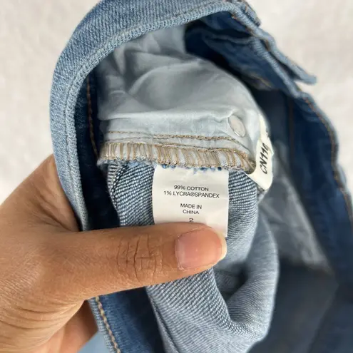 Soho High Waist Straight Jeans Womens 2 Blue Denim Stretch Mid Rise Frayed Hem - Image 8