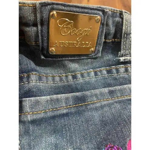 COOGI Colorful Embroidered Distressed Denim Jean Shorts 11” inseam Sz 11/12