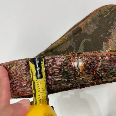 Vtg. Polo Ralph Lauren Green Tapestry Leather Shoulder Crossbody Bag Tag Charm