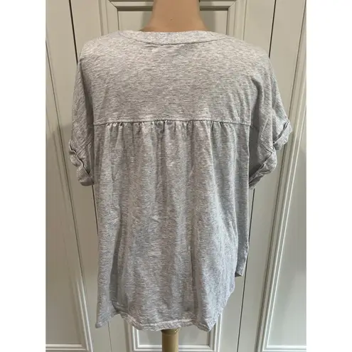 Jane + Delancey Gray Embroidered T Shirt Wild Flower Spread Kindness Inspiration Size XXL