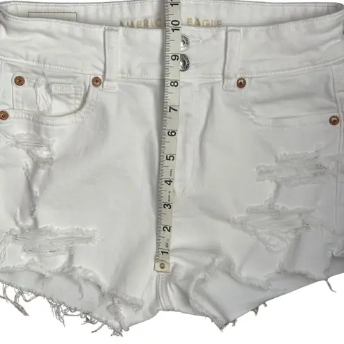 American Eagle  Super High Rise Shortie Women's 4 White Distressed Summer Denim