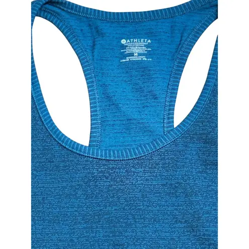 Athleta  Womens Racerback Tank Top Medium Blue Heathered Sleeveless Athletic Wear
