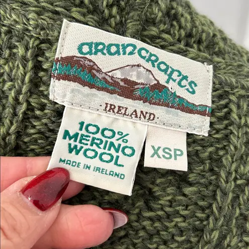 Aran Crafts Merino Wool Open Cardigan Army Green Size undefined